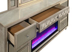 Home & Sleep Outlet - Lorient 8-drawer LED Flame Box Dresser and Mirror Ivory Camel