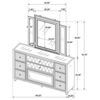 Home & Sleep Outlet - Lorient 8-drawer LED Flame Box Dresser and Mirror Ivory Camel