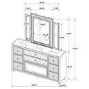 Lorient 8-drawer LED Flame Box Dresser and Mirror Ivory Camel
