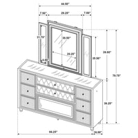 Lorient 8-drawer LED Flame Box Dresser and Mirror Ivory Camel