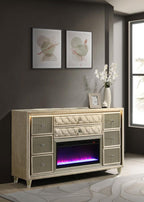 Home & Sleep Outlet - Lorient 8-drawer LED Bedroom Flame Box Dresser Ivory Camel
