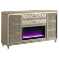 Home & Sleep Outlet - Lorient 8-drawer LED Bedroom Flame Box Dresser Ivory Camel