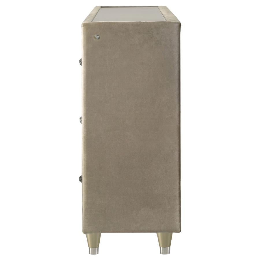 Home & Sleep Outlet - Lorient 8-drawer LED Bedroom Flame Box Dresser Ivory Camel