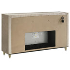 Home & Sleep Outlet - Lorient 8-drawer LED Bedroom Flame Box Dresser Ivory Camel