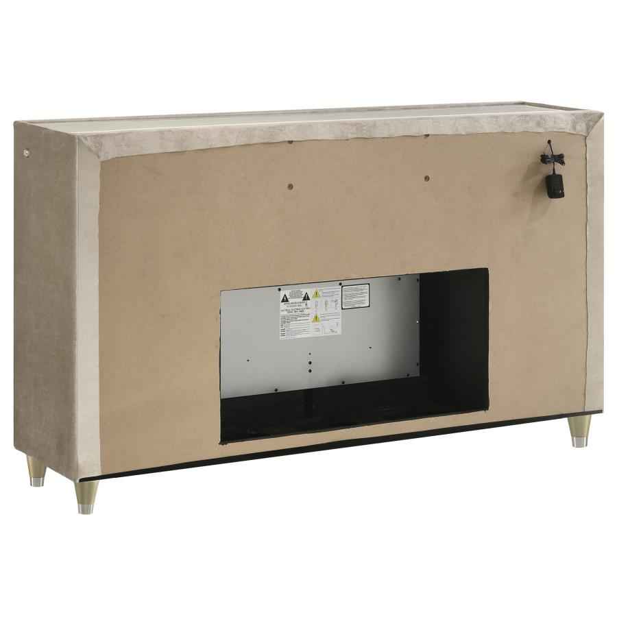 Lorient 8-drawer LED Bedroom Flame Box Dresser Ivory Camel