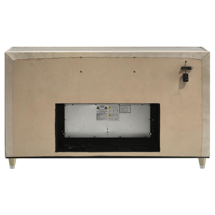 Home & Sleep Outlet - Lorient 8-drawer LED Bedroom Flame Box Dresser Ivory Camel