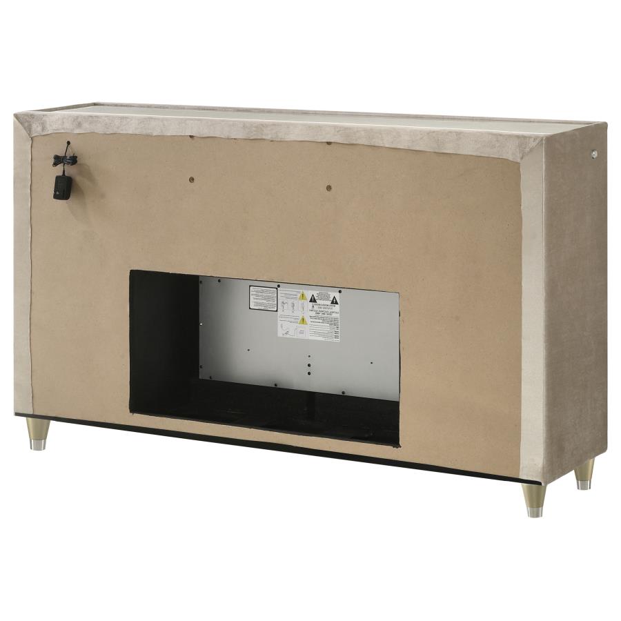 Home & Sleep Outlet - Lorient 8-drawer LED Bedroom Flame Box Dresser Ivory Camel