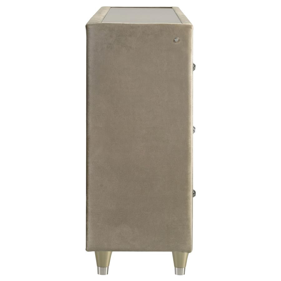 Home & Sleep Outlet - Lorient 8-drawer LED Bedroom Flame Box Dresser Ivory Camel