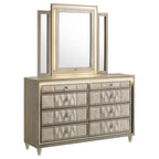 Home & Sleep Outlet - Lorient 8-drawer LED Dresser with Mirror Ivory and Camel