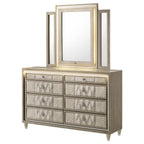 Home & Sleep Outlet - Lorient 8-drawer LED Dresser with Mirror Ivory and Camel