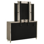 Home & Sleep Outlet - Lorient 8-drawer LED Dresser with Mirror Ivory and Camel