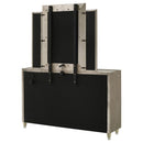 Lorient 8-drawer LED Dresser with Mirror Ivory and Camel