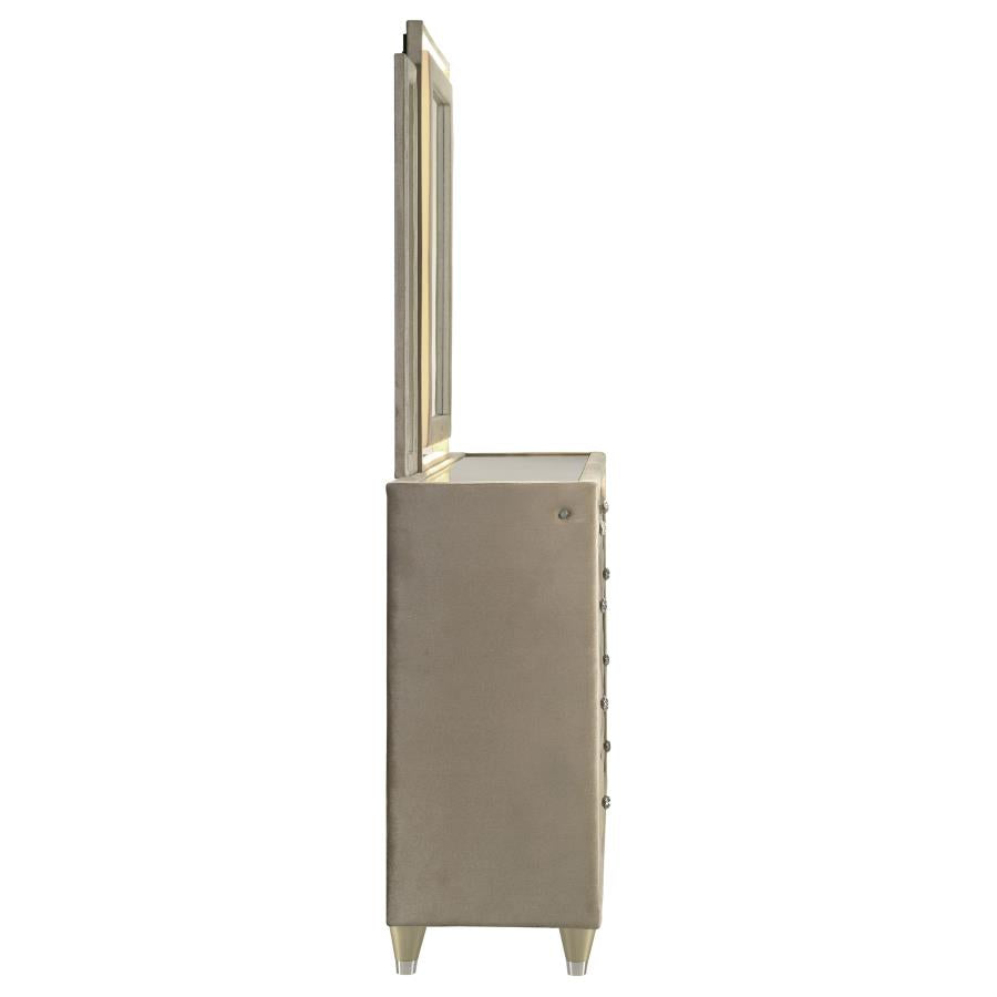 Home & Sleep Outlet - Lorient 8-drawer LED Dresser with Mirror Ivory and Camel