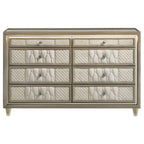 Home & Sleep Outlet - Lorient 8-drawer LED Bedroom Dresser Cabinet Ivory and Camel