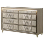 Home & Sleep Outlet - Lorient 8-drawer LED Bedroom Dresser Cabinet Ivory and Camel