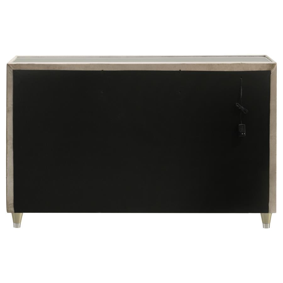 Home & Sleep Outlet - Lorient 8-drawer LED Bedroom Dresser Cabinet Ivory and Camel