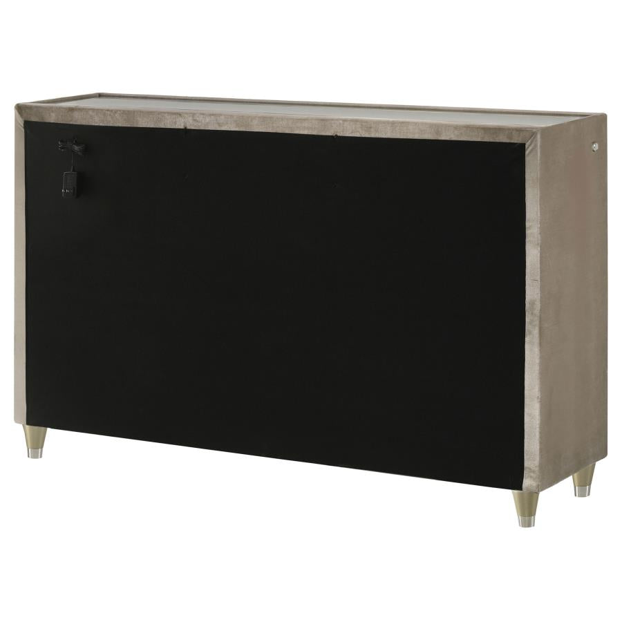 Home & Sleep Outlet - Lorient 8-drawer LED Bedroom Dresser Cabinet Ivory and Camel