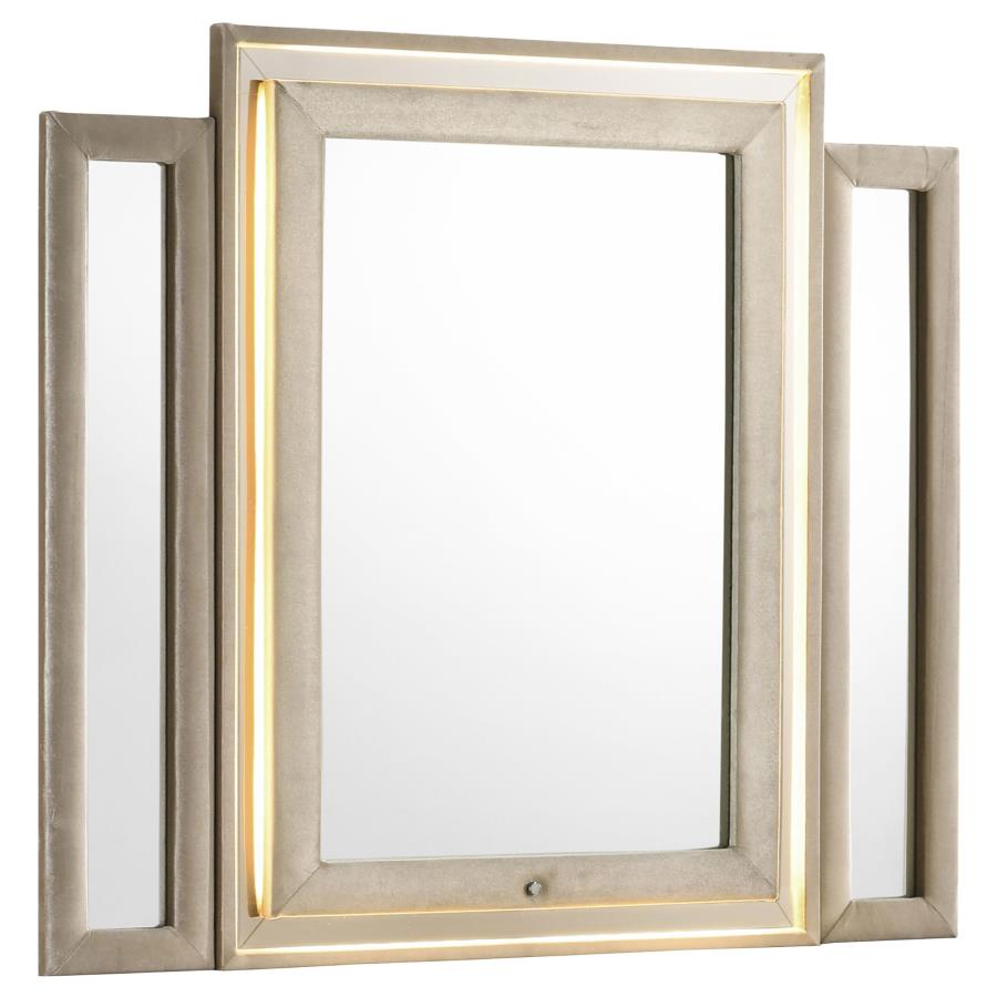 Home & Sleep Outlet - Lorient LED Dresser Mirror Ivory and Camel