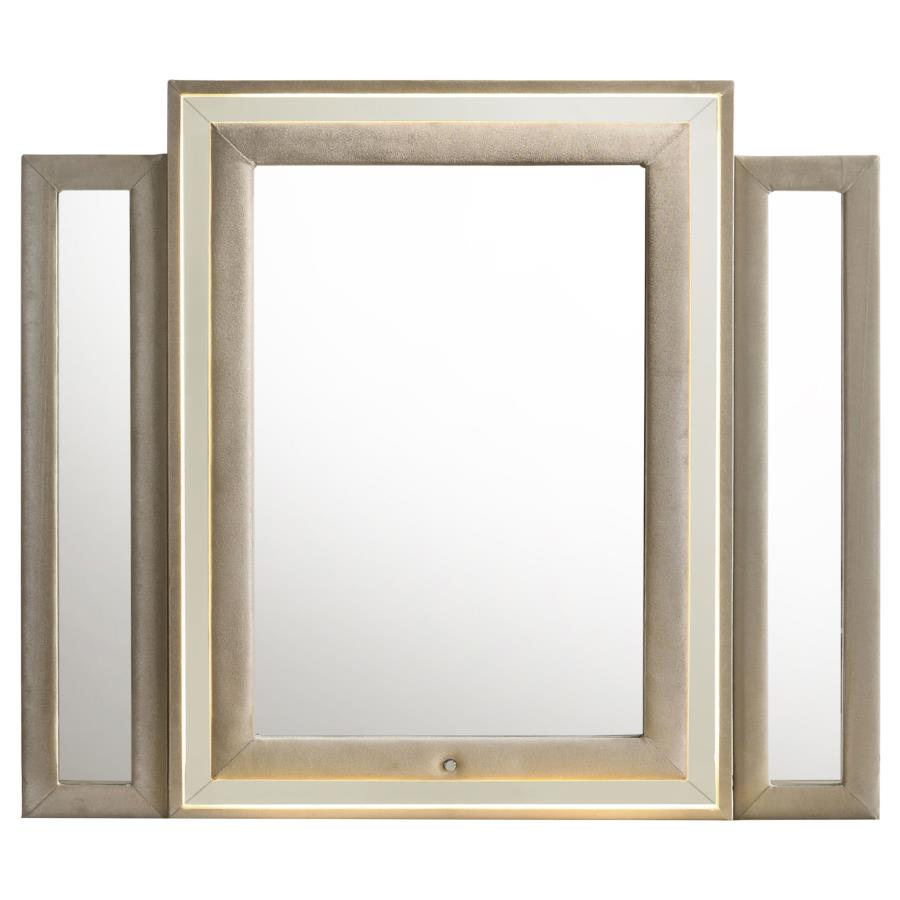Home & Sleep Outlet - Lorient LED Dresser Mirror Ivory and Camel