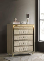 Home & Sleep Outlet - Lorient 5-drawer LED Chest of Drawers Ivory and Camel