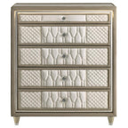 Home & Sleep Outlet - Lorient 5-drawer LED Chest of Drawers Ivory and Camel