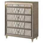 Home & Sleep Outlet - Lorient 5-drawer LED Chest of Drawers Ivory and Camel