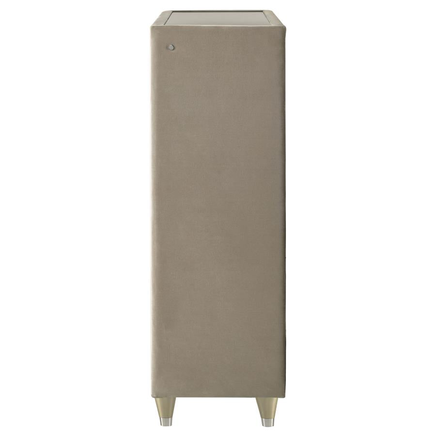 Home & Sleep Outlet - Lorient 5-drawer LED Chest of Drawers Ivory and Camel
