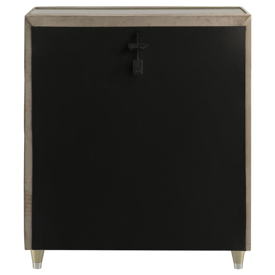 Home & Sleep Outlet - Lorient 5-drawer LED Chest of Drawers Ivory and Camel