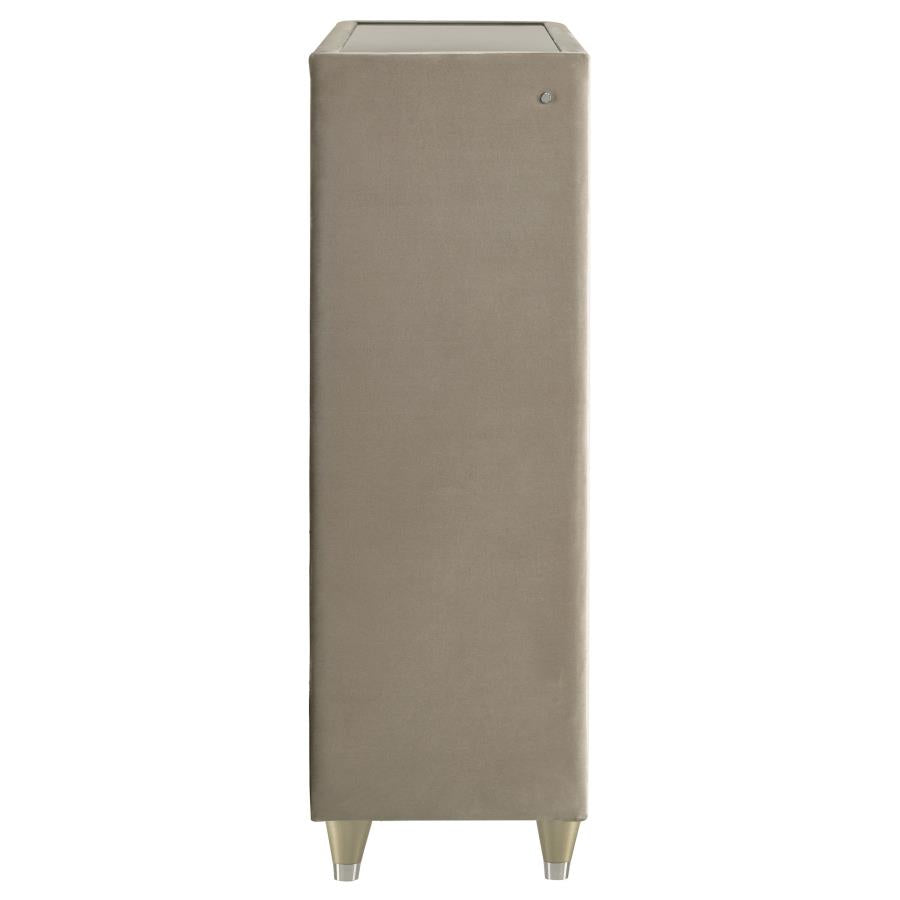 Home & Sleep Outlet - Lorient 5-drawer LED Chest of Drawers Ivory and Camel