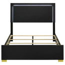 Marceline Wood Full LED Panel Bed Black