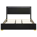Marceline Wood Eastern King LED Panel Bed Black