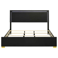 Marceline Wood Eastern King LED Panel Bed Black