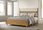 Home & Sleep Outlet - Bennett 62-inch Eastern King Upholstered Panel Bed Cream and Light Oak