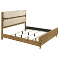 Home & Sleep Outlet - Bennett 62-inch Eastern King Upholstered Panel Bed Cream and Light Oak