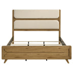 Home & Sleep Outlet - Bennett 62-inch Eastern King Upholstered Panel Bed Cream and Light Oak