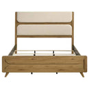 Bennett 78-inch Eastern King Upholstered Panel Bed Cream and Light Oak