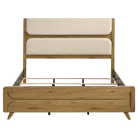 Bennett 78-inch Eastern King Upholstered Panel Bed Cream and Light Oak