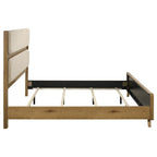 Home & Sleep Outlet - Bennett 62-inch Eastern King Upholstered Panel Bed Cream and Light Oak