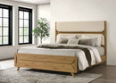 Bennett 78-inch California King Upholstered Panel Bed Cream and Light Oak