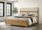 Home & Sleep Outlet - Bennett 62-inch California King Upholstered Panel Bed Cream and Light Oak