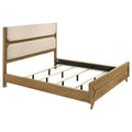 Home & Sleep Outlet - Bennett 62-inch California King Upholstered Panel Bed Cream and Light Oak