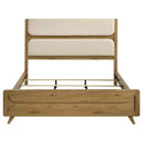 Bennett 78-inch California King Upholstered Panel Bed Cream and Light Oak