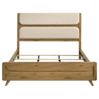 Bennett 78-inch California King Upholstered Panel Bed Cream and Light Oak