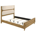 Home & Sleep Outlet - Bennett 62-inch Queen Upholstered Panel Bed Cream and Light Oak