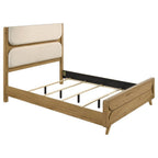 Home & Sleep Outlet - Bennett 62-inch Queen Upholstered Panel Bed Cream and Light Oak