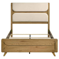Bennett 63-inch Queen Upholstered Panel Bed Cream and Light Oak