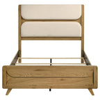 Home & Sleep Outlet - Bennett 62-inch Queen Upholstered Panel Bed Cream and Light Oak
