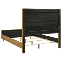 Bennett 63-inch Queen Upholstered Panel Bed Cream and Light Oak