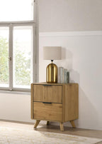 Home & Sleep Outlet - Bennett 2-drawer Bedroom Nightstand Bedside Table Light Oak