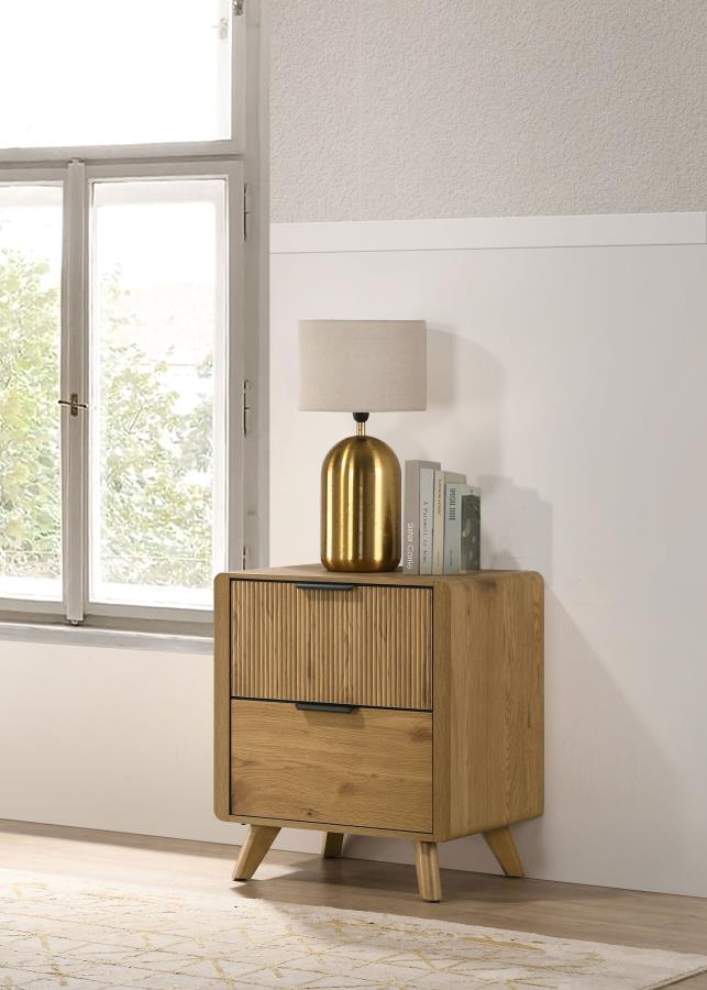 Home & Sleep Outlet - Bennett 2-drawer Bedroom Nightstand Bedside Table Light Oak